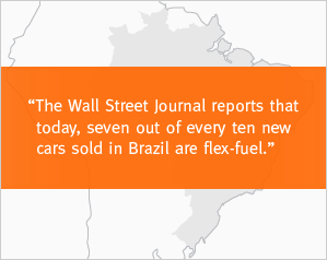 The Wall Street Journal reports that today, seven out of every ten new cars sold in Brazil are flex-fuel.